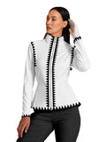 ACEGOLFS Women's Golf Jackets Lightweight Zip up Athletic Jacket Women Long Sleeve Floral Printed Pullover Ruffle Workout Top